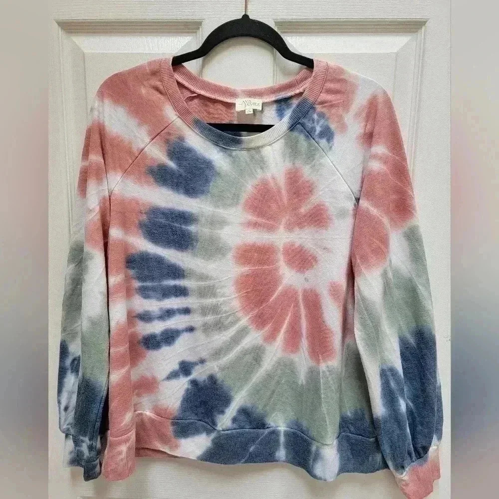 Ava James Tie Dye Crewneck  Long Sleeve With Cuffs Size XL
